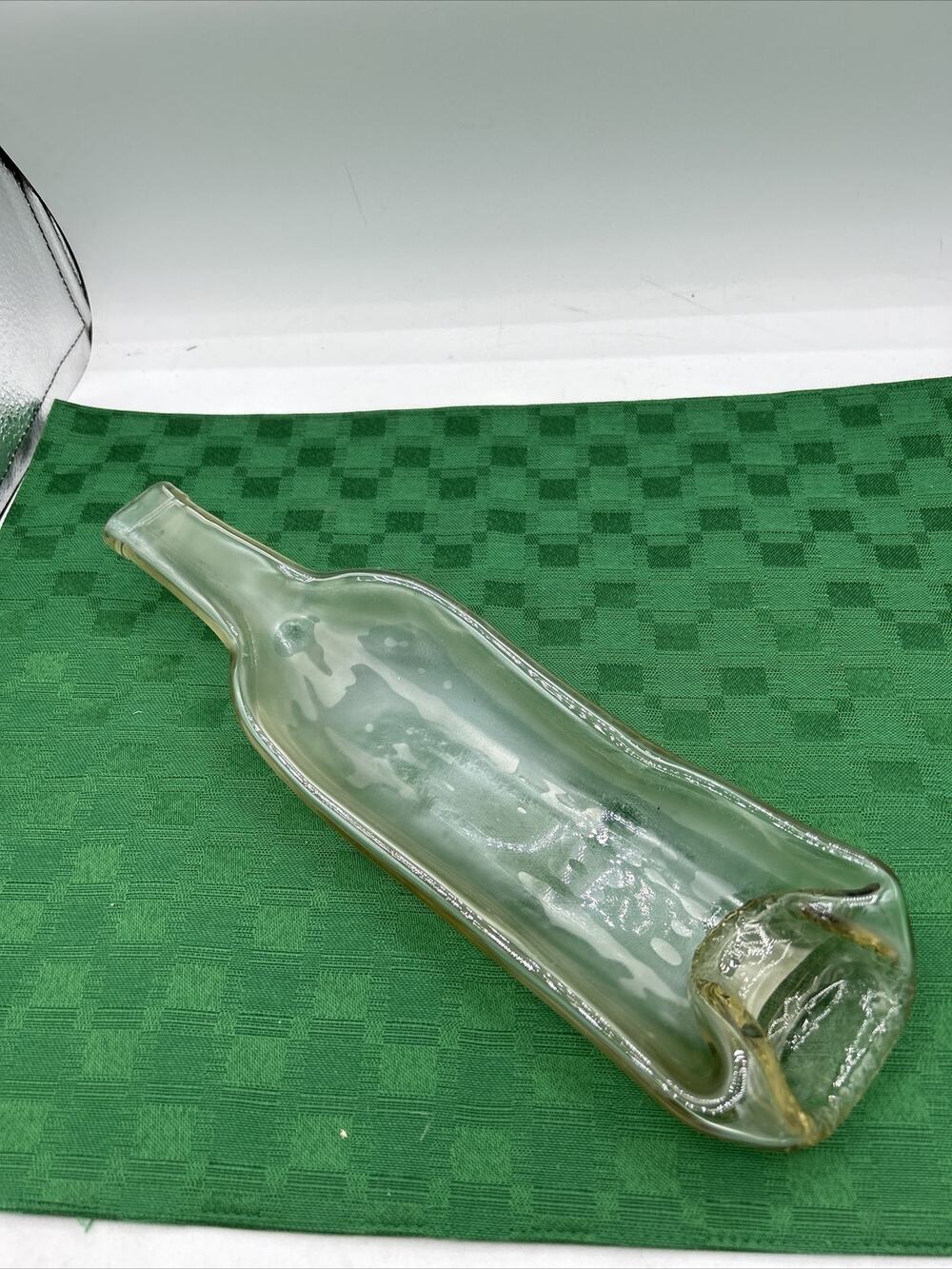 Flattened Melted Glass Wine Bottle Decorative Serving Charcuterie Platter Tray